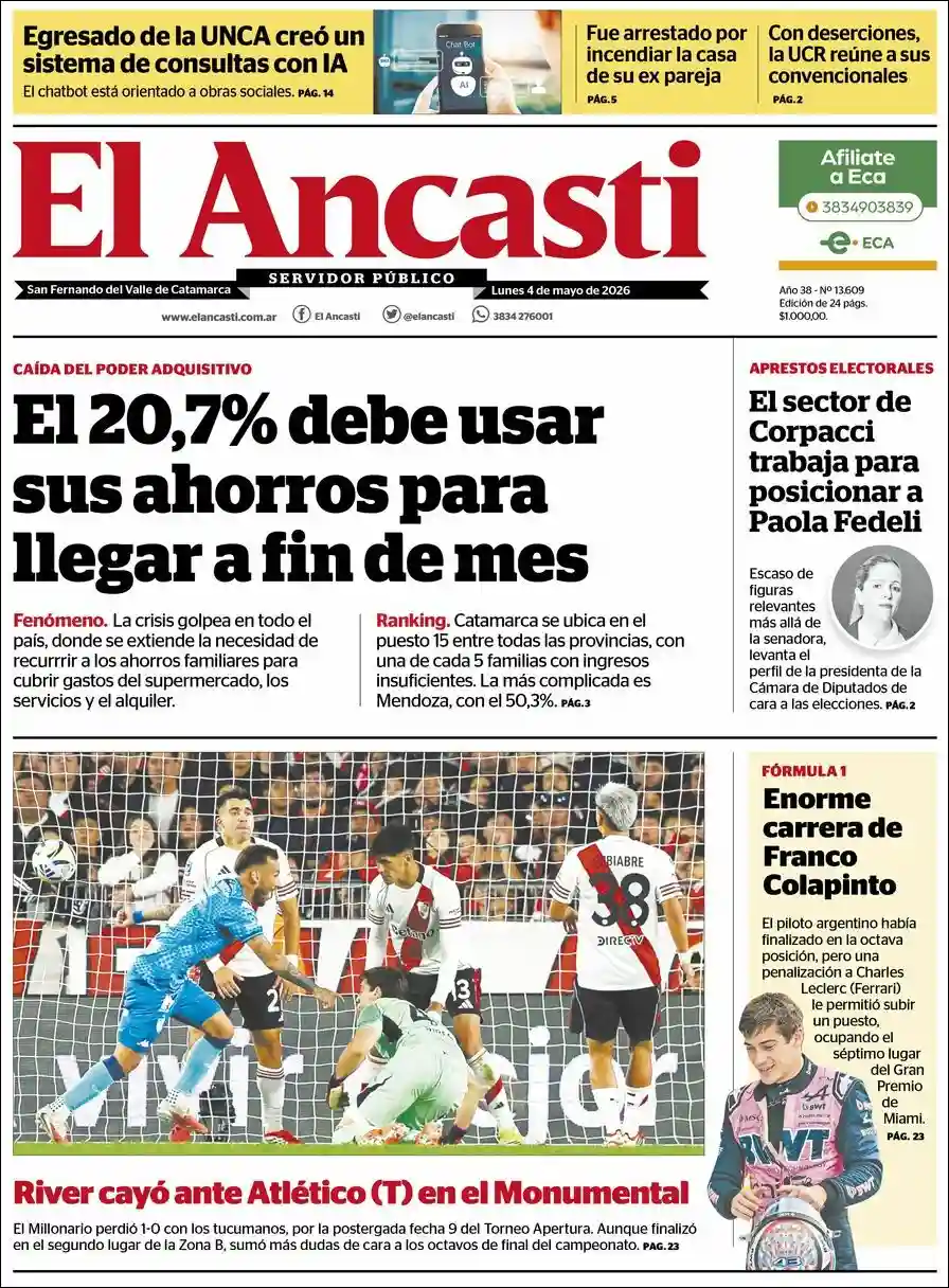 Evolucion Streaming | Argentilandia Diario - Tapa del diario Ancasti