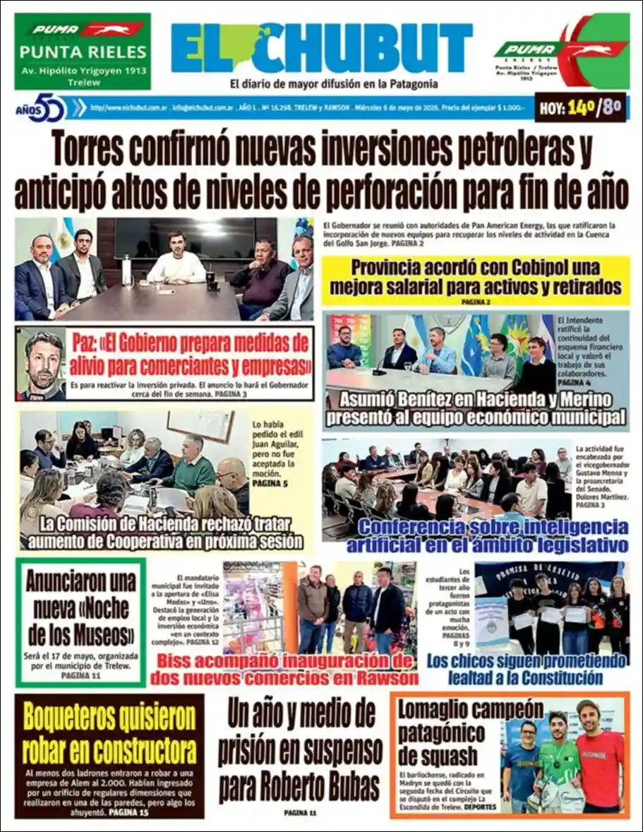 Evolucion Streaming | Argentilandia Diario - Tapa del diario El Chubut