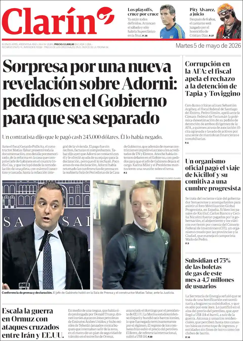 Evolucion Streaming | Argentilandia Diario - Tapa del diario Clarin